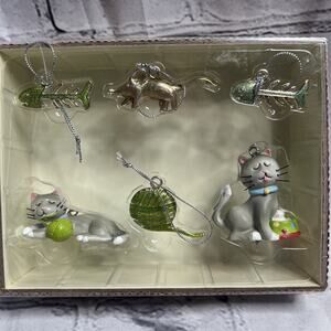 Living Quarters Mini Christmas Tree Ornaments Cats Mouse‎ Yarn Fish